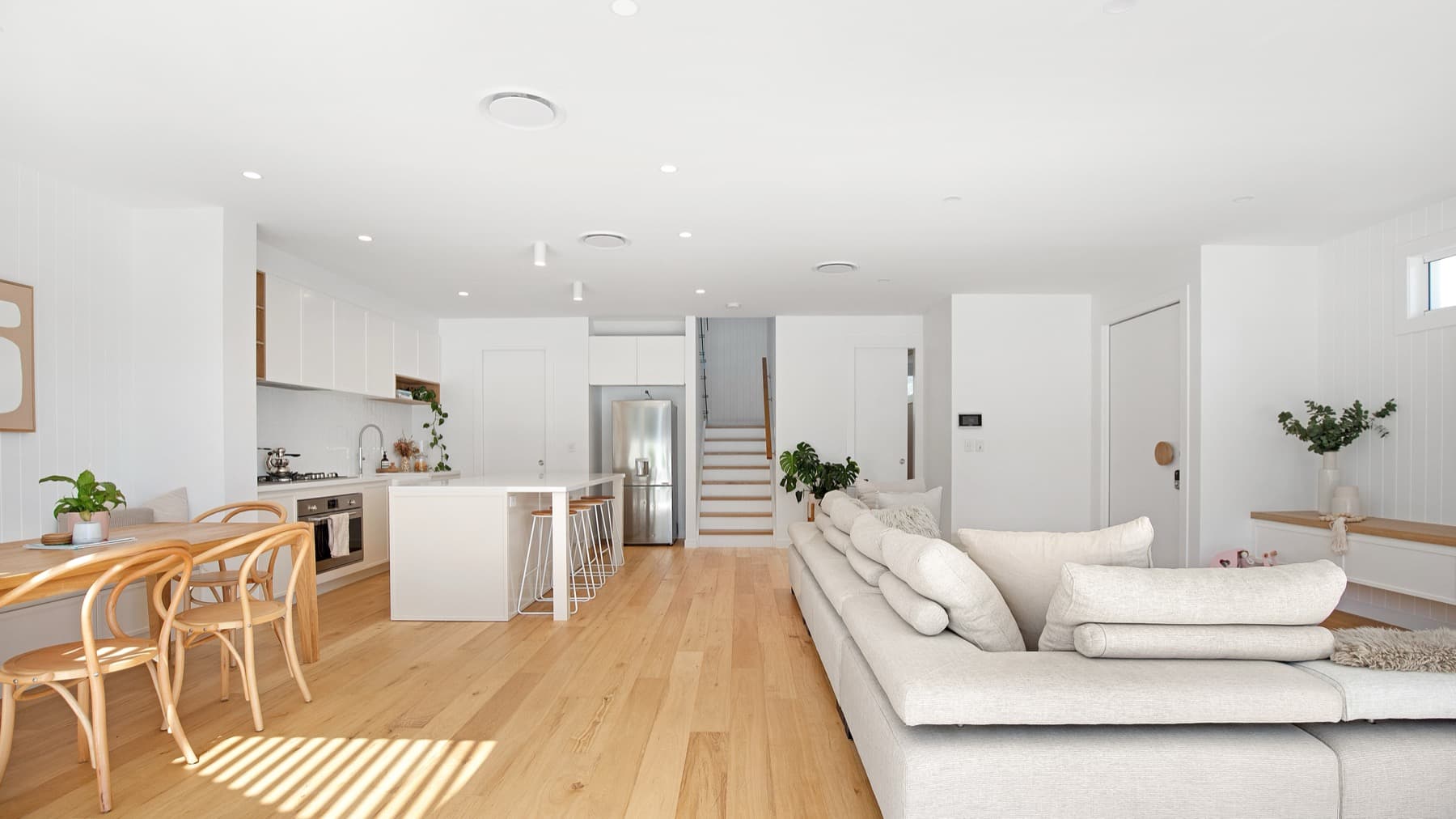 Bright, freshly painted open-plan interior in Melbourne